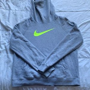 grey and neon yellow hoodie